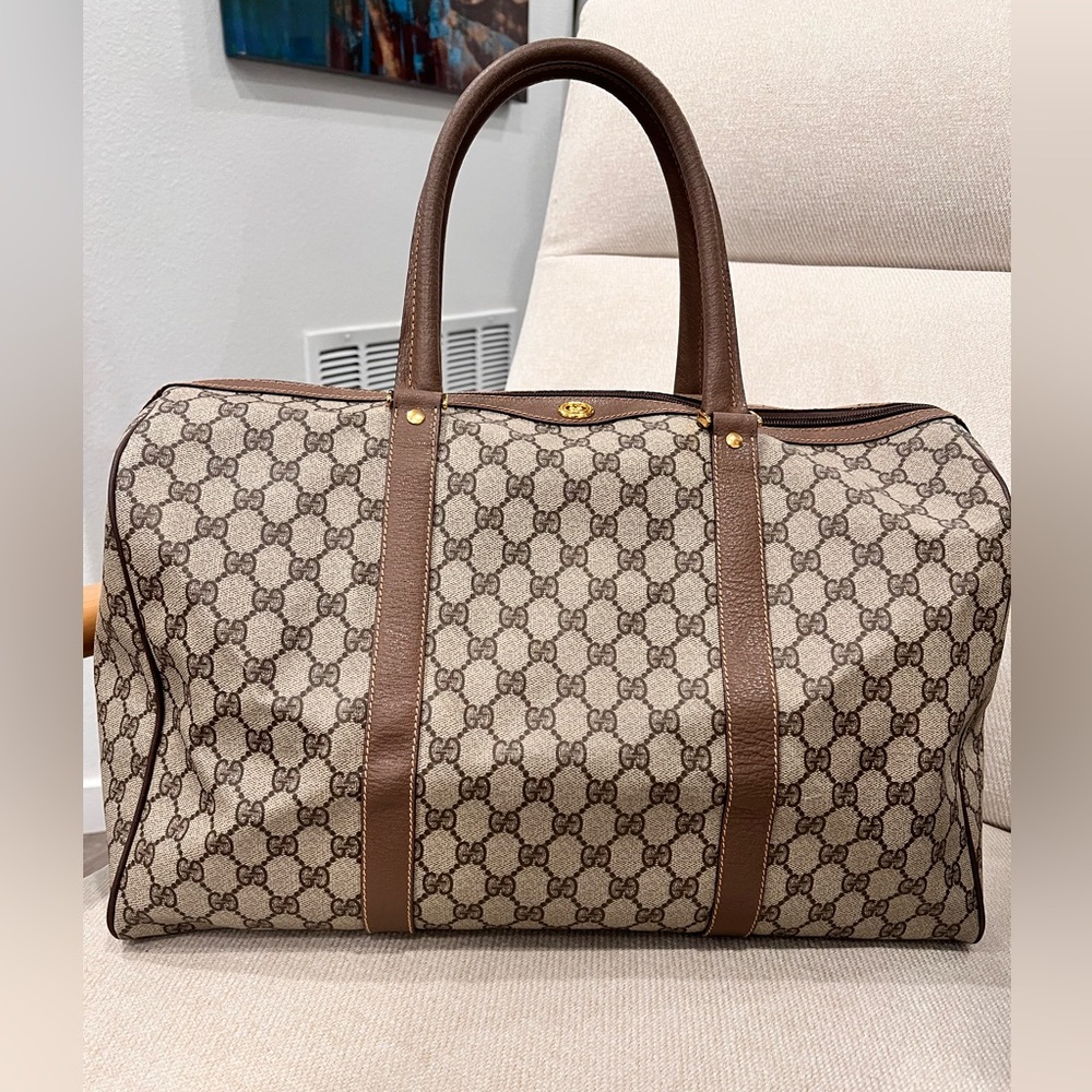 Gucci Canvas Boston Duffle Bag